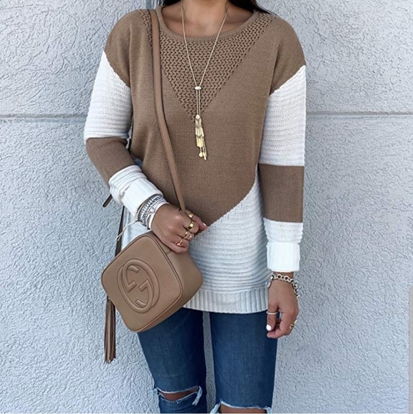 Sweaters - 🆕  Oversized V Colorblock Knit Pullover Sweater